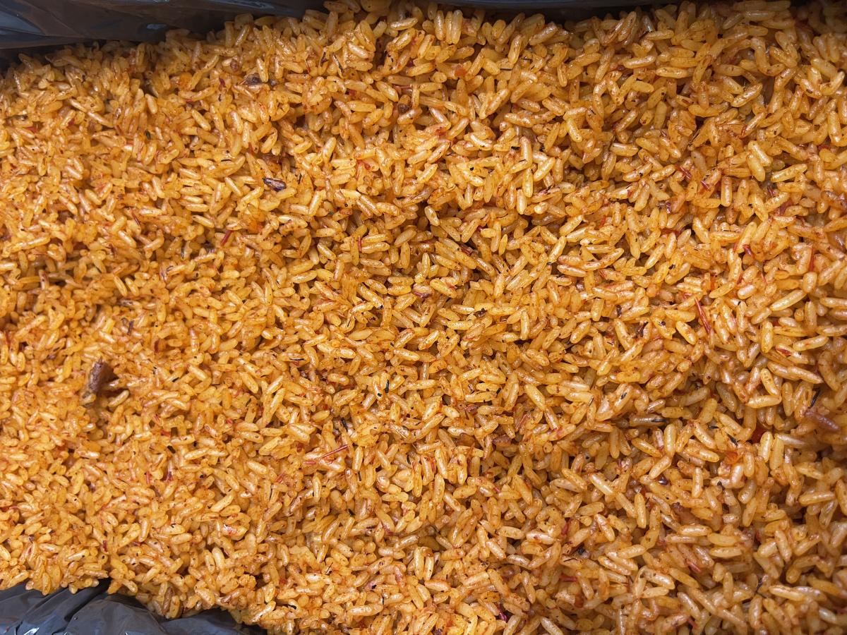 Tray of Jollof rice